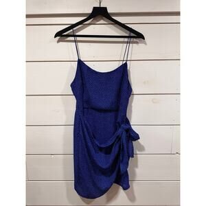Blue Wrap Dress Trendy Going Out Fashionova PolkaDots Size M/L
